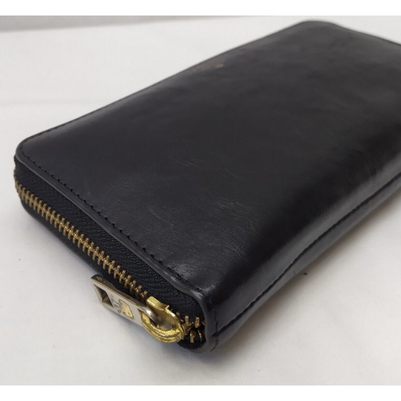 Fossil Black Smooth Leather Zip Around Credit Card Long Wallet - Picture 7 of 15